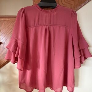 Monteau Dusty Rose Ruffle Sleeve Blouse A54